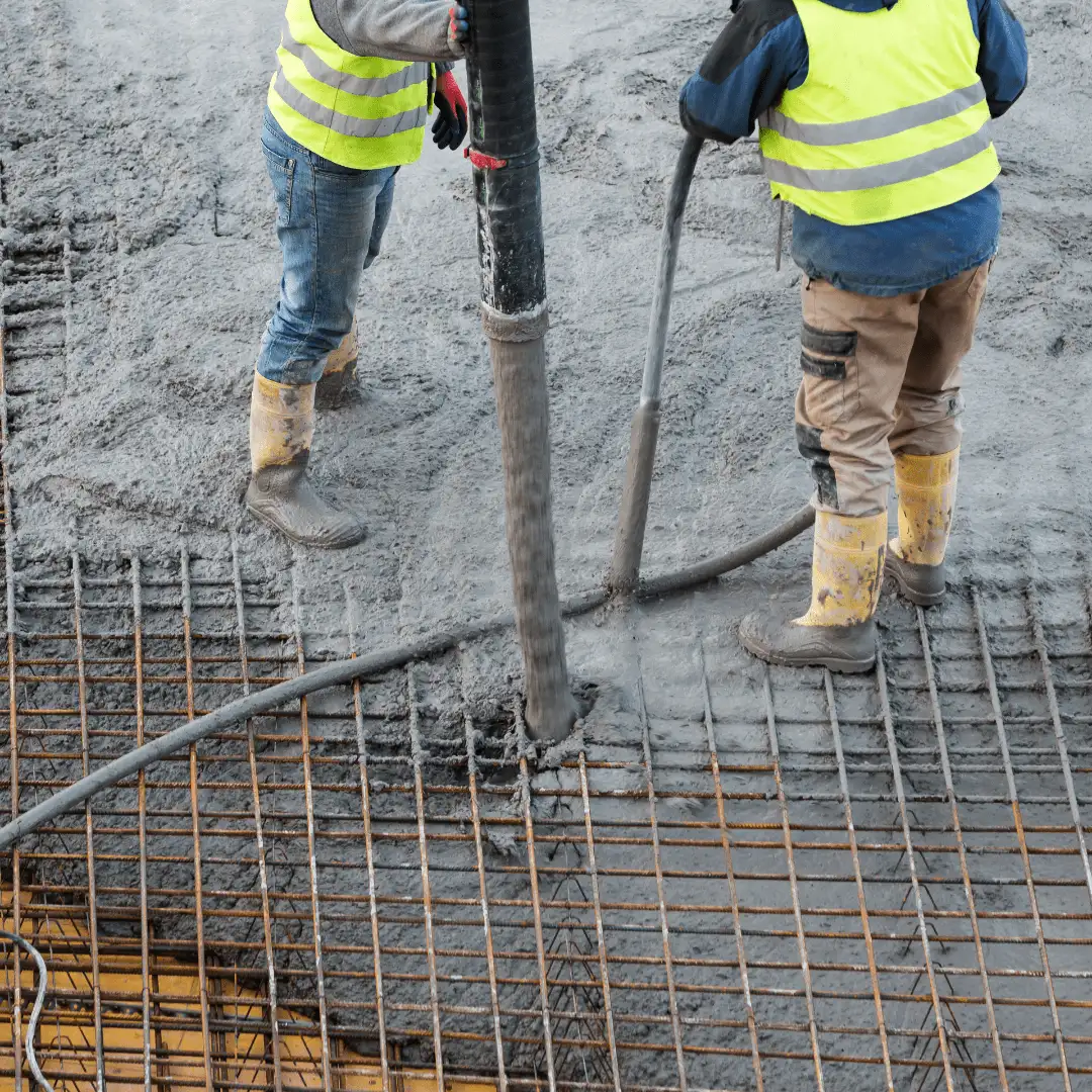 Industrial concrete slab pour with form work